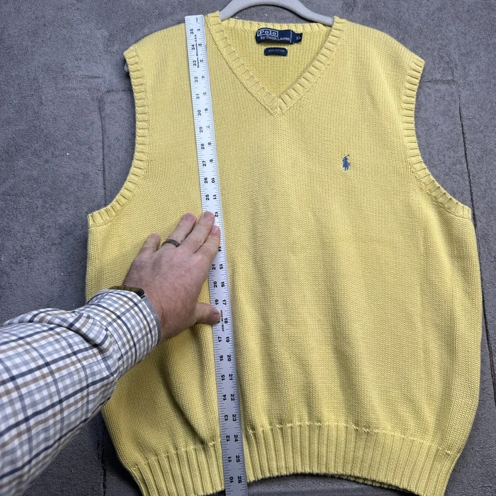 Polo Ralph Lauren Sweater Vest Men's XL Yellow‎ V Neck Preppy Pony Logo Classic